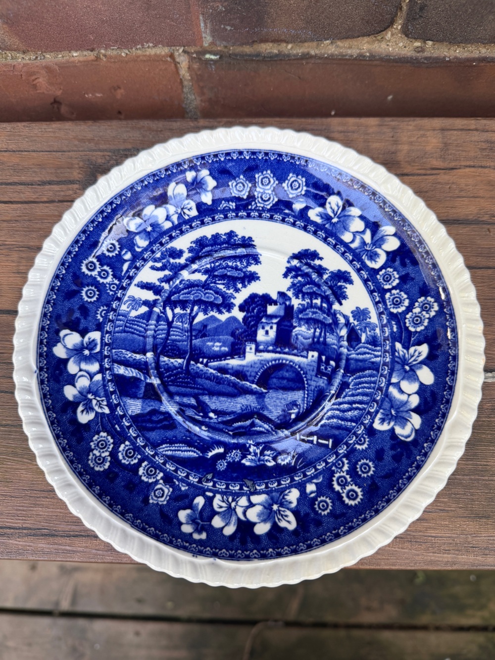 Vtg Copeland Spode's Tower Gadroon Edge 7 1/4 Blue&White Soup Saucer, Older Mark